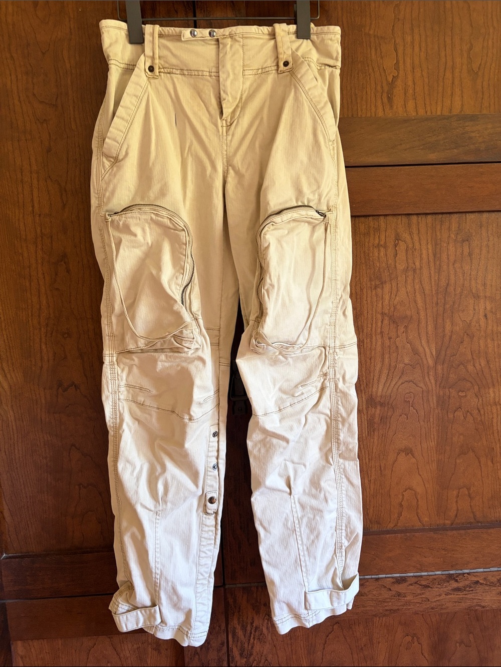 Free People Straight-Leg Utility Pants in Cream
